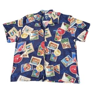 Toes On The Nose Hawaiian Men's Shirt Embroidered Kicker Graphic Size XL EUC